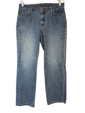 Lee Straight Leg Jeans Womens Size 12 Short Blue Mid Rise Classic Denim